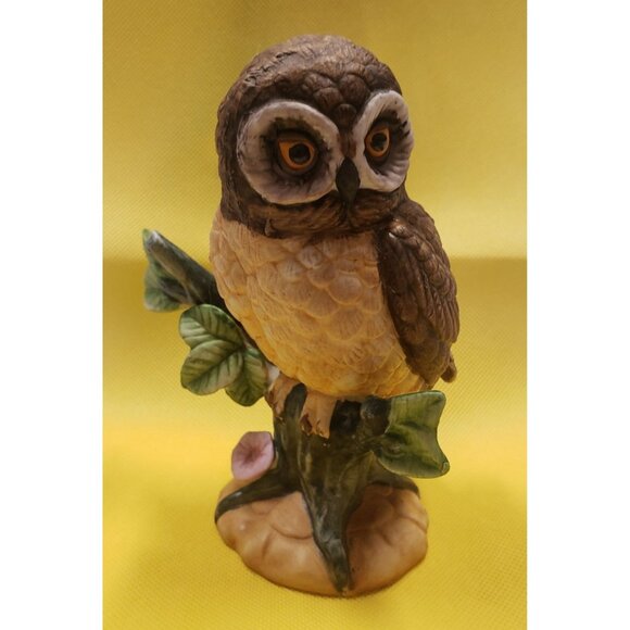 Vintage UCG Taiwan Owl Figurine On Tree Branch - Picture 3 of 11
